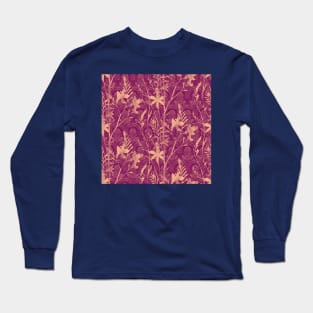 Purple Tile Flowers Long Sleeve T-Shirt